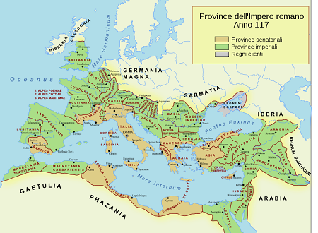 Карта Римской империи – 117 год